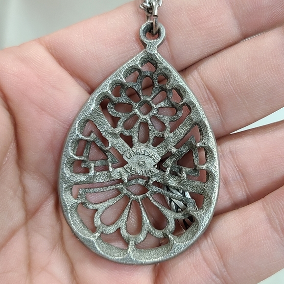 Vintage Cathedral Pewter Pendant Necklace - Picture 3 of 3
